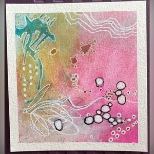 Hand Painted Original Colorful Mixed Media Art